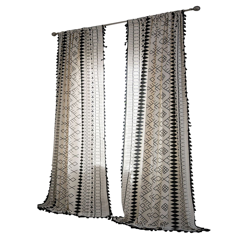 美式窗帘成品免打孔安装半遮光遮阳布客厅卧室飘窗帘伸缩杆挂钩式