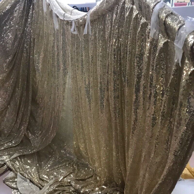 香槟金色发光发亮ins幻彩亮片婚庆房间窗帘布网红拍摄.背景亮片布