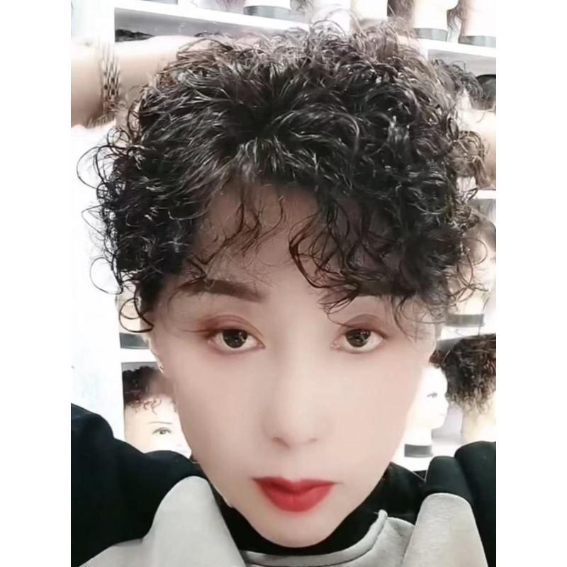 真发片全真100假发真头发新款真发卷发片中长大面Z积遮盖白发