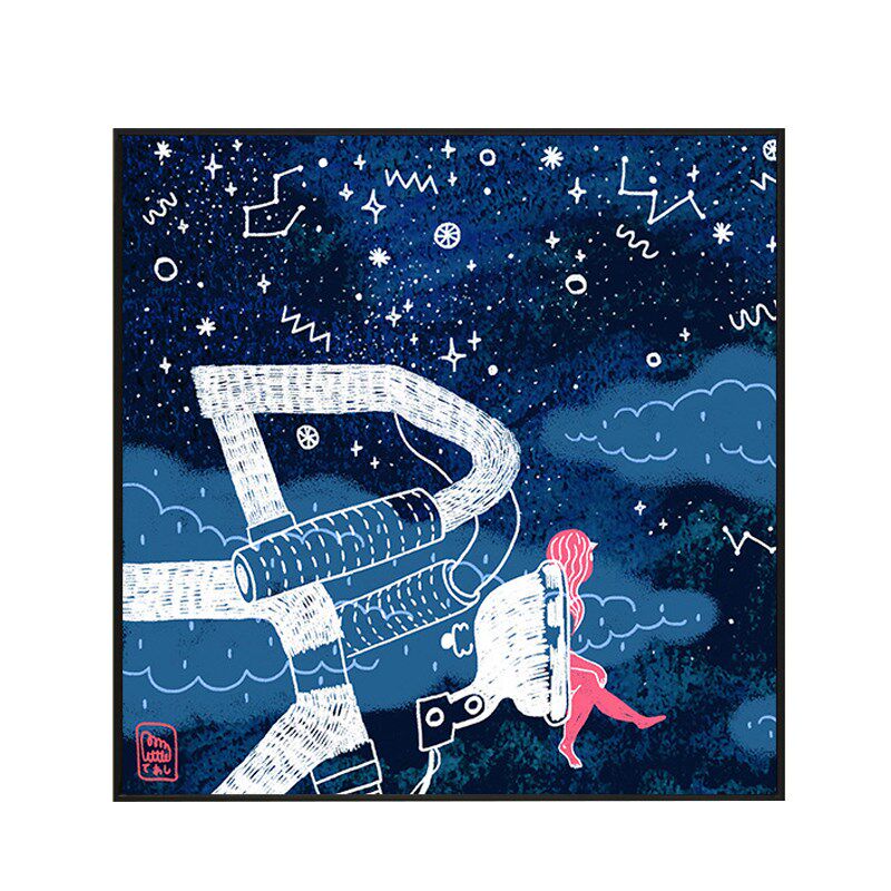 卡通壁画背景画儿童房挂画女孩床头挂画卧室墙面装饰画温馨小清新