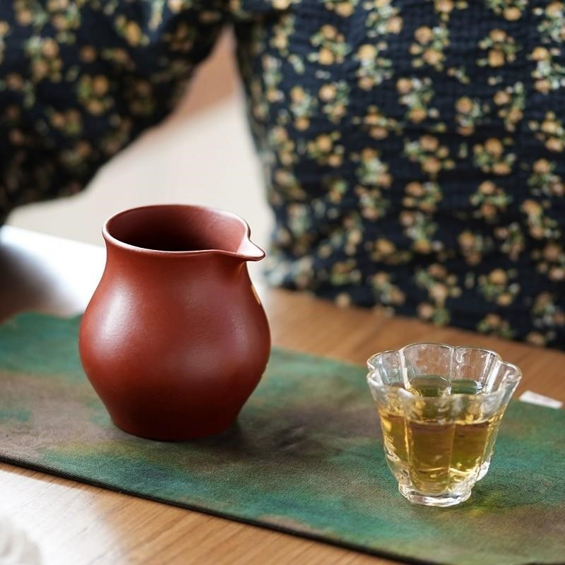 宜兴原矿手工紫砂茶道配件彩绘朱泥泥绘翠鸟公道Y杯200c