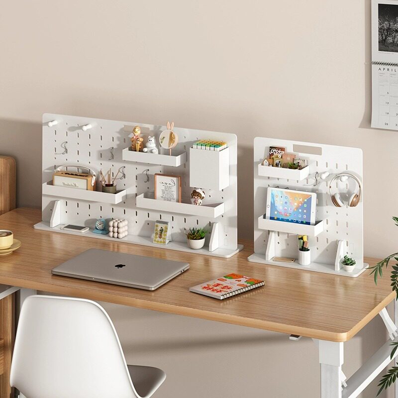 桌面立式家用学习桌宿舍书桌办公工位隔断收纳万能板洞洞板置物架