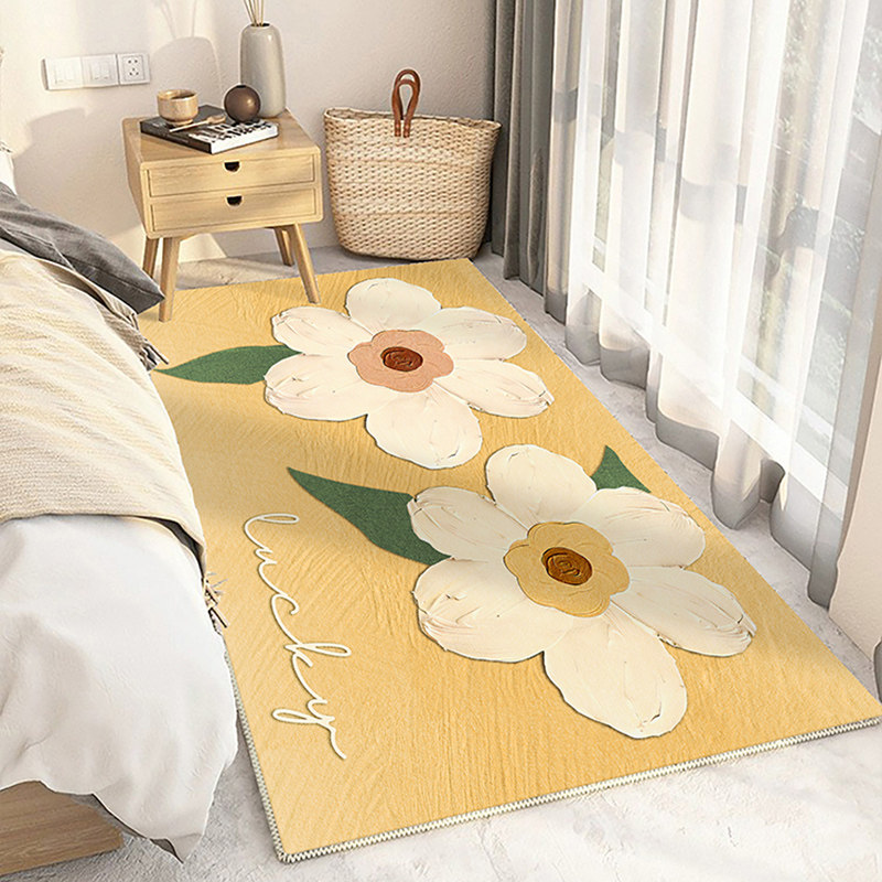 少女房间毛绒花卉地毯卧室床边毯奶油风客厅短绒家用脚垫长条主卧,居家布艺,地毯,淘宝优惠券,粉丝福利购,淘宝优惠卷