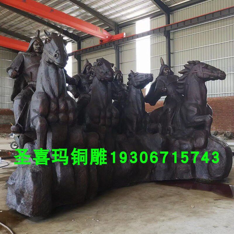 古代人物雕塑定制铸铜弹琴文人少数民族人像肖像真人比例铜像