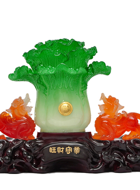 貔貅玉白菜招财摆件开业乔迁新居商务礼品办M公室客厅工艺品装饰
