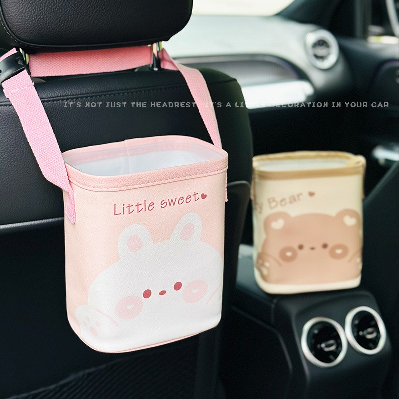 车载垃圾桶挂式汽车内用垃圾袋可爱F网红后排椅背车上雨伞收纳禾