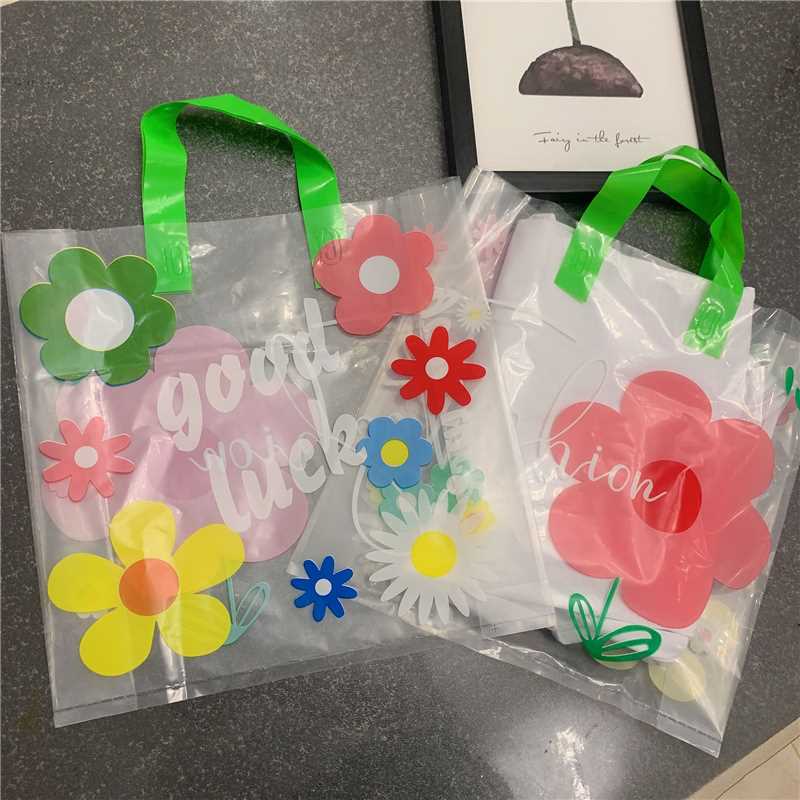 泫雅花手提袋透明小花朵服装店袋子礼品袋高档塑料袋X小清新包装