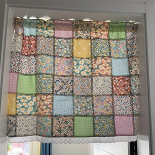 手工拼布艺半短门k窗帘小众设计感田园碎花日系卧室隔断装饰穿杆