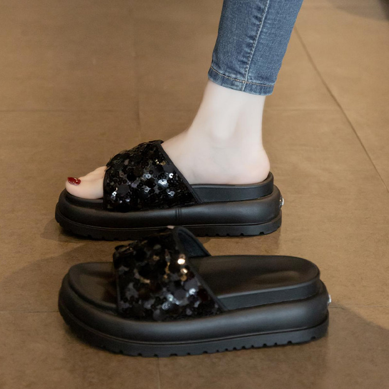 厚底凉拖鞋女夏季外穿2024新款高级感增高一字拖爆款孕妇沙滩凉鞋