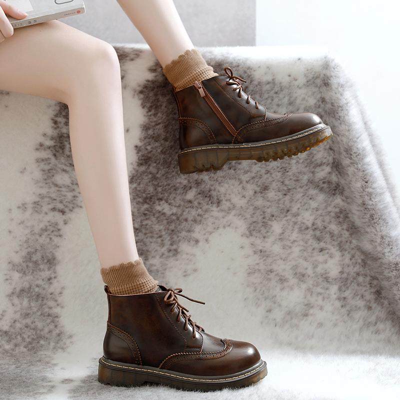 2025春季新款透气马丁靴女英伦风韩版百搭短靴高帮皮鞋日系靴子女,女鞋,高帮鞋,淘宝优惠券,粉丝福利购,淘宝优惠卷