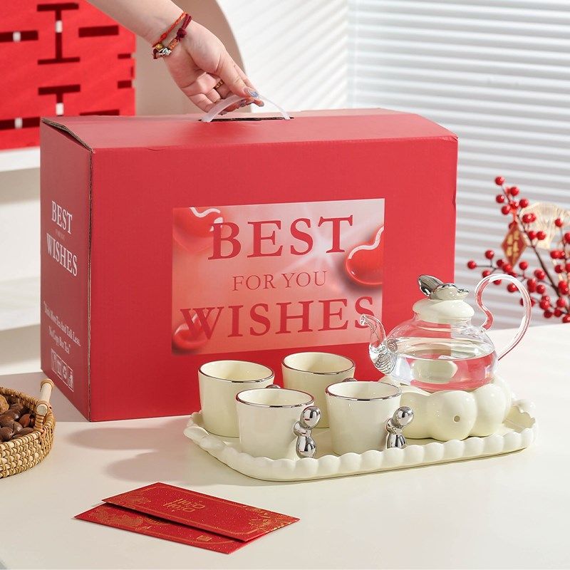 花茶壶套装高颜值下午茶茶具搬家礼物J蜡烛加热玻璃花茶壶养生壶