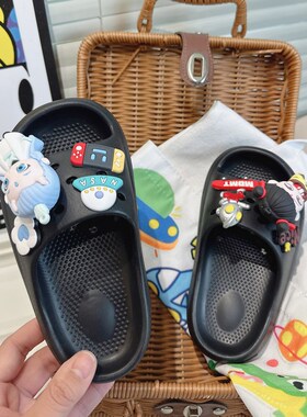 男童黑色拖鞋夏天防滑儿童哪咤敖丙鞋子熬丙傲丙嗷丙一字拖哪托夏