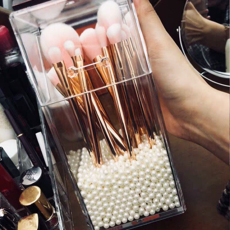 网红亚克力精品防尘美妆化妆刷收纳筒刷具刷子化妆刷桶收纳盒家用,收纳整理,桌面收纳盒,淘宝优惠券,粉丝福利购,淘宝优惠卷
