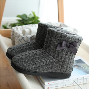 棉拖鞋女冬季包i跟家居鞋保暖拖鞋冬室内地板托鞋厚底高帮加绒棉