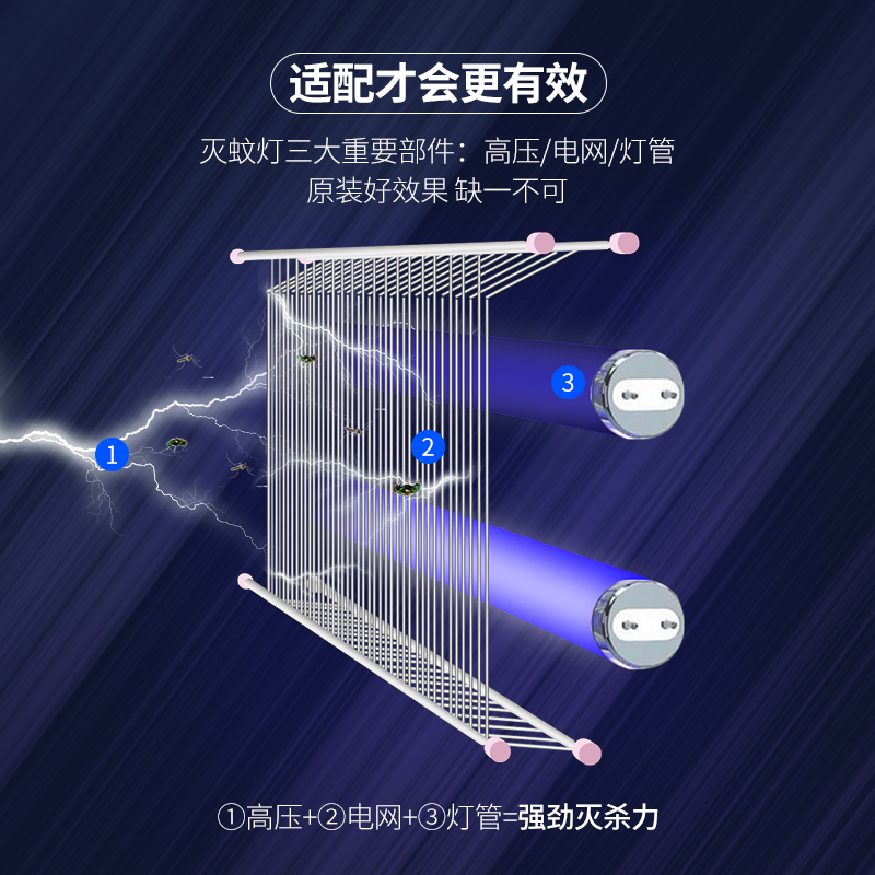 昆仲户外灭蚊灯管诱蚊灯管驱蚊杀蚊灯捕蝇灯管15W/20W/30W/40W