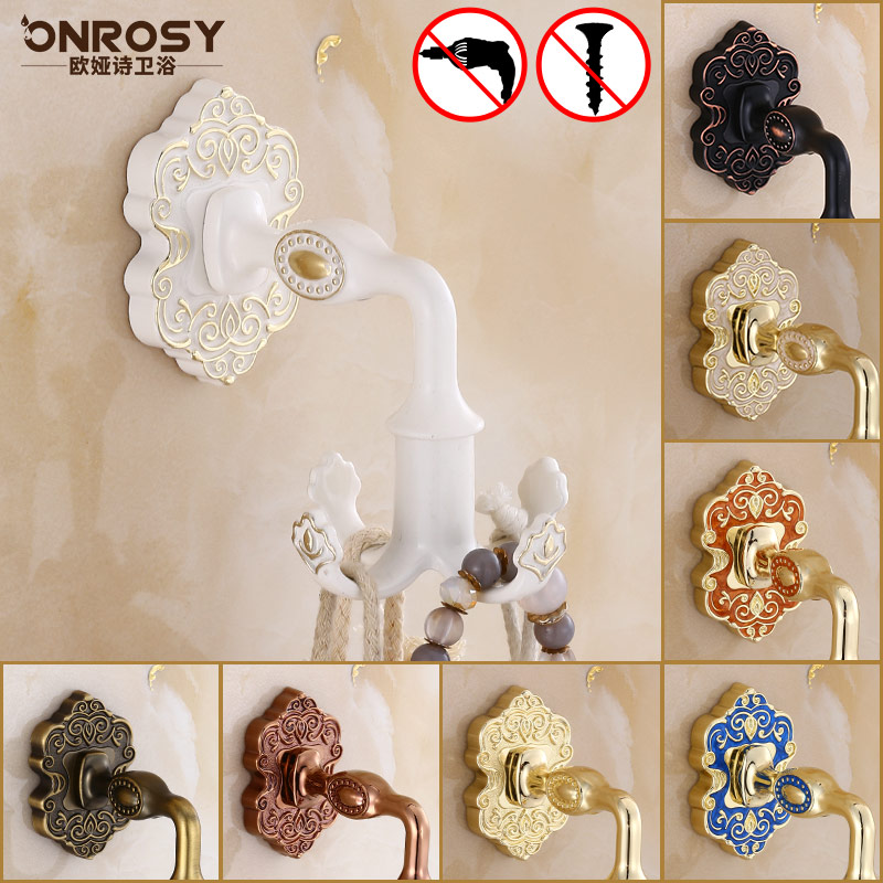 免打孔挂钩墙壁门后欧式挂衣钩单钩镶玉客厅卫生间衣帽钩挂衣架