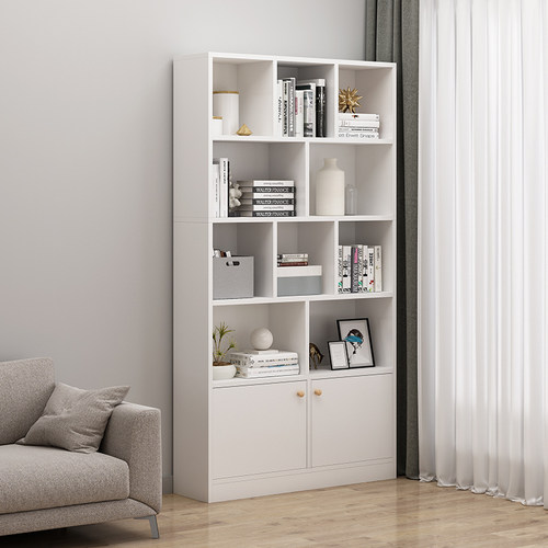 简易书架置物架落地家用实木色书柜现代简约多层靠墙客厅收纳柜子