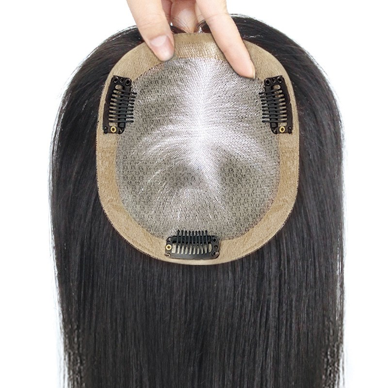 真发假发递针全手织补发块许昌厂家透气女士头顶遮白发假发片