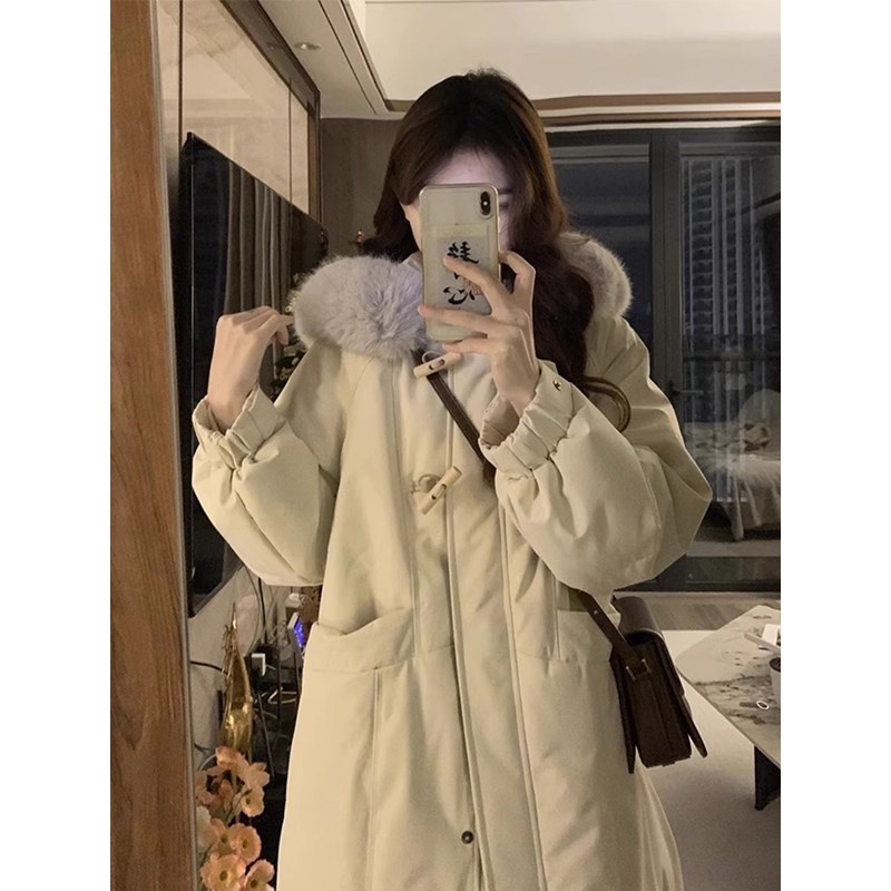 300斤胖mm大码韩版连帽加厚中长款棉服女冬秋季宽松保暖棉衣外套