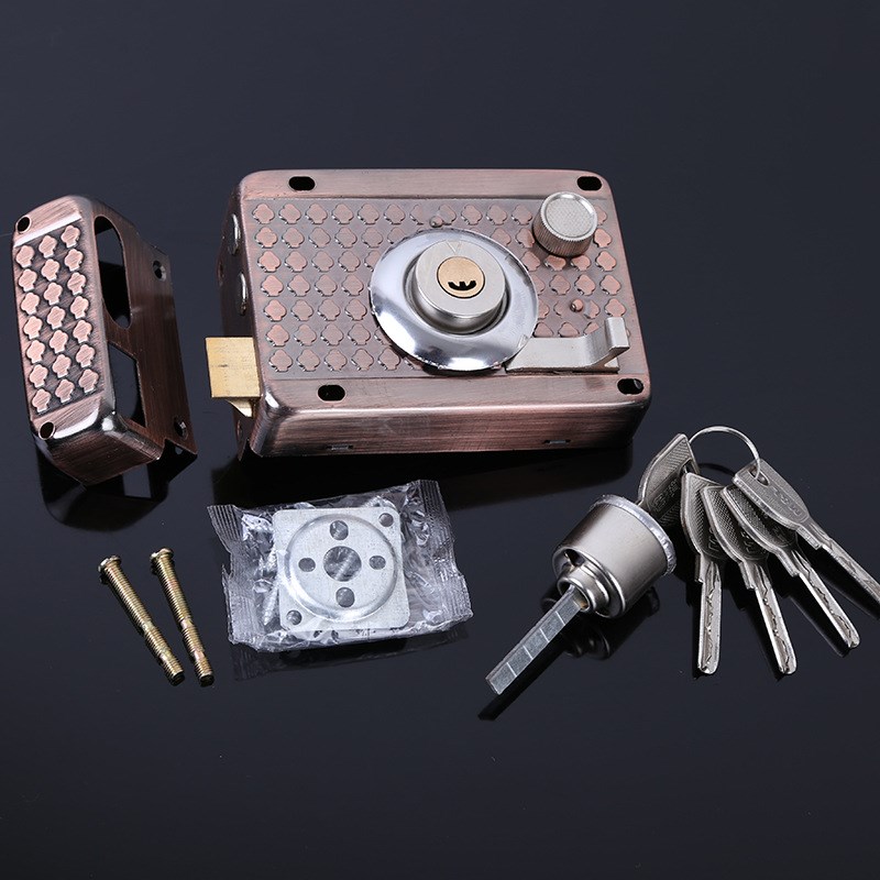 外装门锁老式铁门锁不锈钢门锁大门木门储藏老式原子铜舌防盗门锁