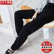 女宽松显瘦春秋新款 大码 高个子180加长休闲裤 黑色束脚运动裤 卫裤