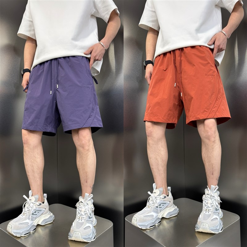 2025夏季新款凉感拉链口袋短裤男速干多口袋五分裤宽松直筒沙滩裤