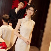 绮梦 新中式 改良旗袍无袖 时光裁剪 敬酒服女2025春夏新款 小个子