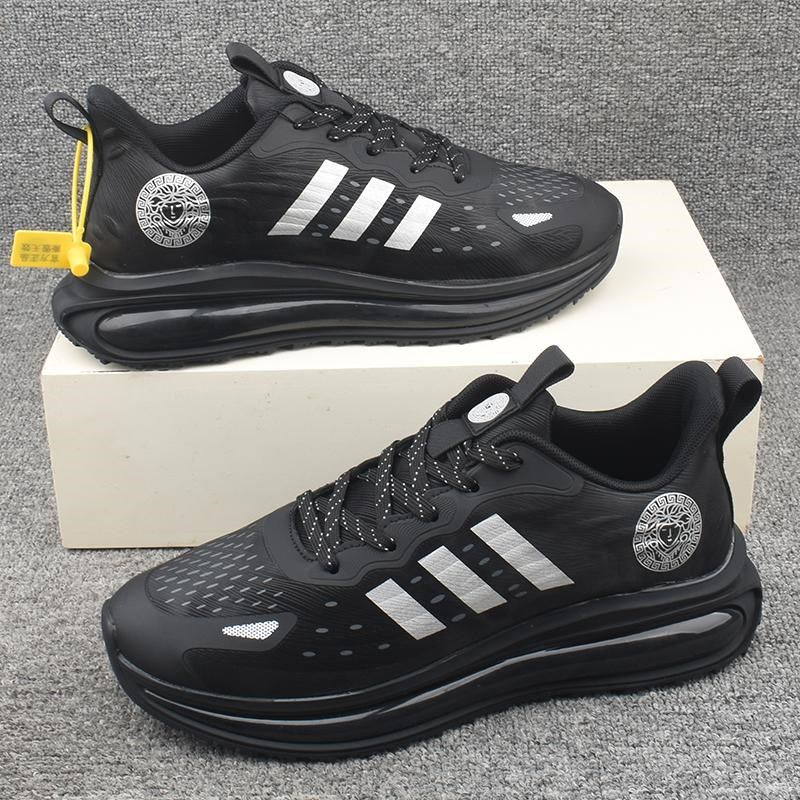 新款男女士运动休闲鞋系带百搭黑色气垫底高弹力跑步鞋爆款情侣鞋