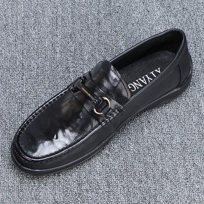 厚底豆豆鞋男真皮2025新款头层牛皮软底黑色百搭休闲皮鞋男款春季