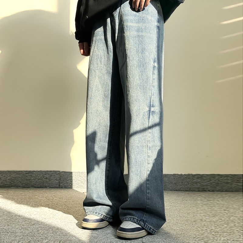 Z&C不撞衫美式复古重磅阔腿牛仔裤男女宽松百搭直筒显瘦牛仔裤潮