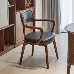 北欧实木圈椅北美黑胡桃木书桌椅子意式电脑椅家用办公新中式书椅