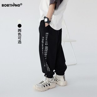 儿童夏季薄款运动裤侧字母卫裤2024新款男童透气长裤童装针织裤子