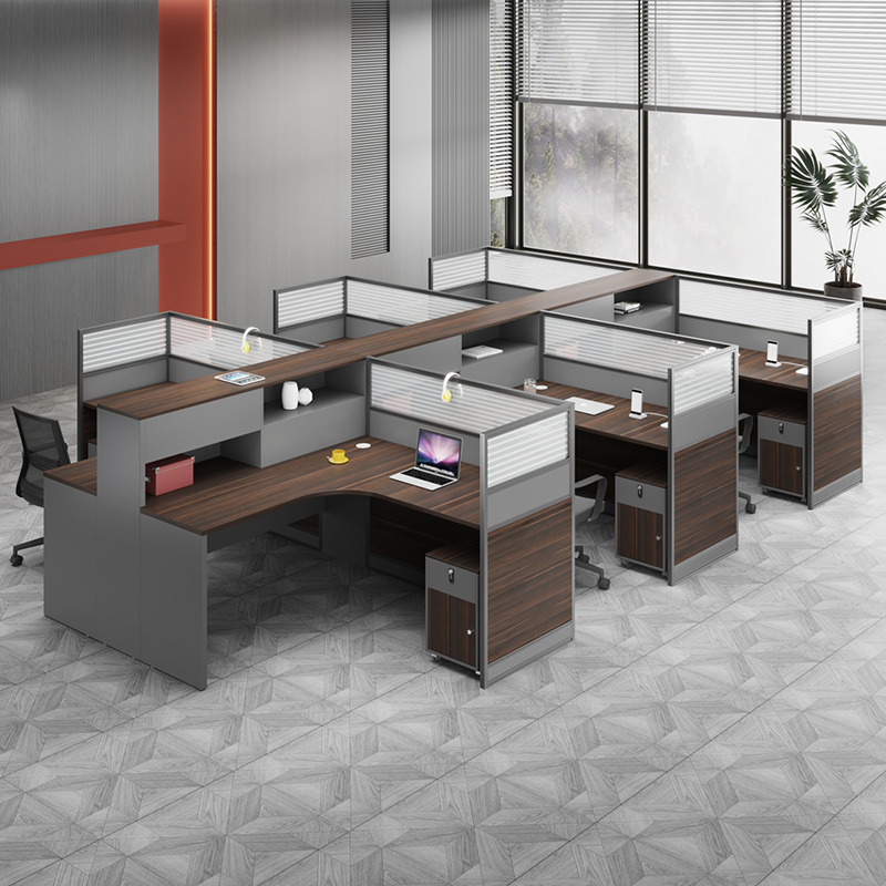 办公桌简约现代办公室家具2/4/6人位屏风财务职员工办公桌椅组合