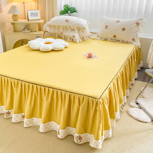 2022新款 床罩1.E5m全棉床裙罩三件套遮丑防尘床 纯棉床裙单件裙式