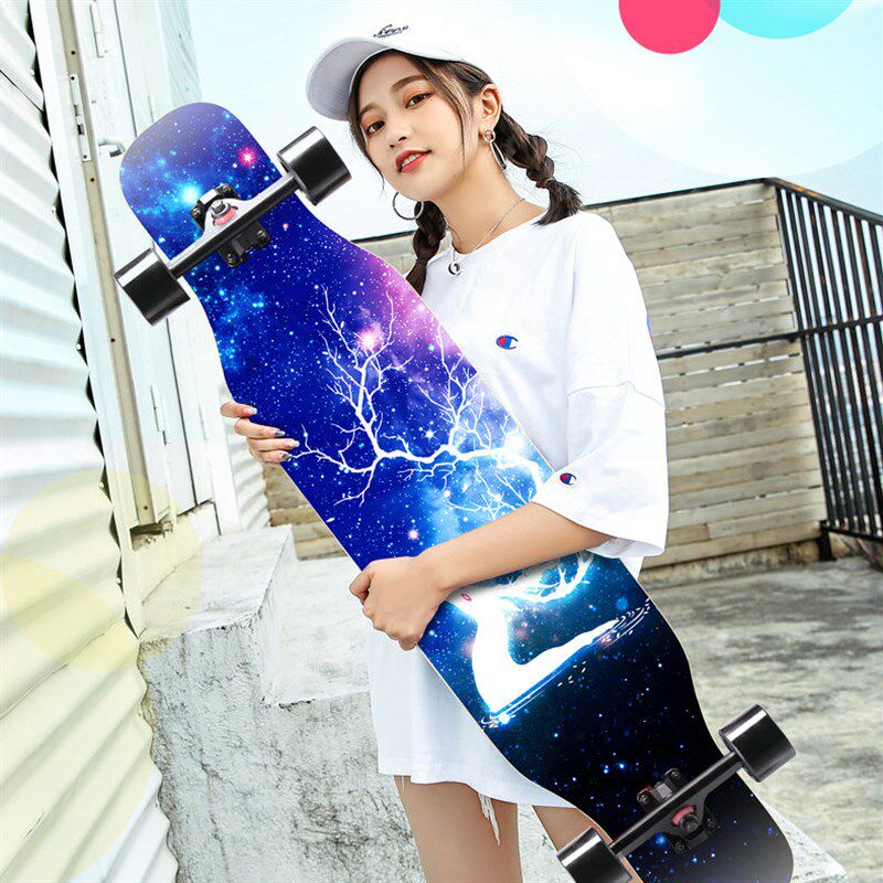 长板滑板男女生初学n者双面图案成年双翘公路刷街专业120cm大舞板