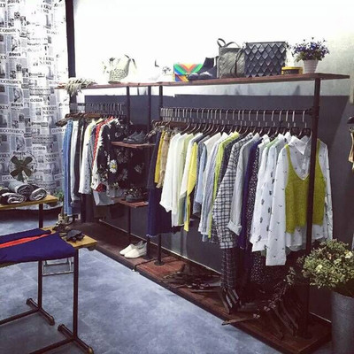 高档服装架服装店衣架展示架实木女装落地式挂衣架复古货架陈列架