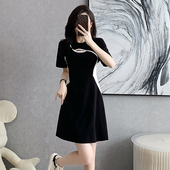 修身 简约拼色短款 镂空T恤裙子夏季 小众设计感时尚 薄款 舒适连衣裙