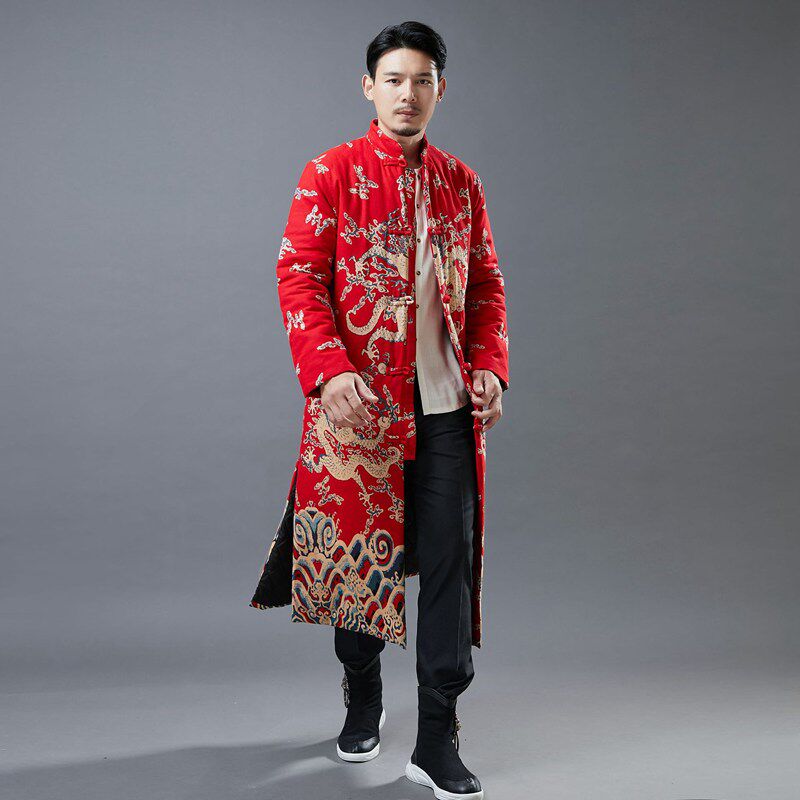 龙袍中国风唐装中式复古大衣古装婚礼服龙纹对襟长衫文艺长款风衣,男装,唐装,淘宝优惠券,粉丝福利购,淘宝优惠卷