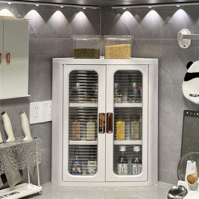 云品楠山拐角三角柜化妆品墙角多层收纳柜厨房台面边角防尘置物架