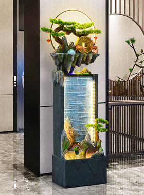 轻奢风假山流水摆件循环水客厅装饰水幕墙水景招财风水轮乔迁开业