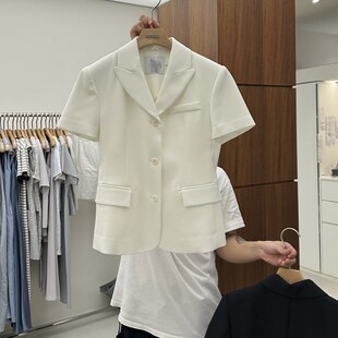 新款 外套女2024夏季 韩版 宽松时尚 小西服 高级感薄款 单排扣短袖 西装