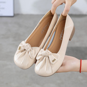 女平底舒适妈妈鞋 软底大码 2025新款 真皮单鞋 夏秋款 浅口羊皮鞋 女鞋