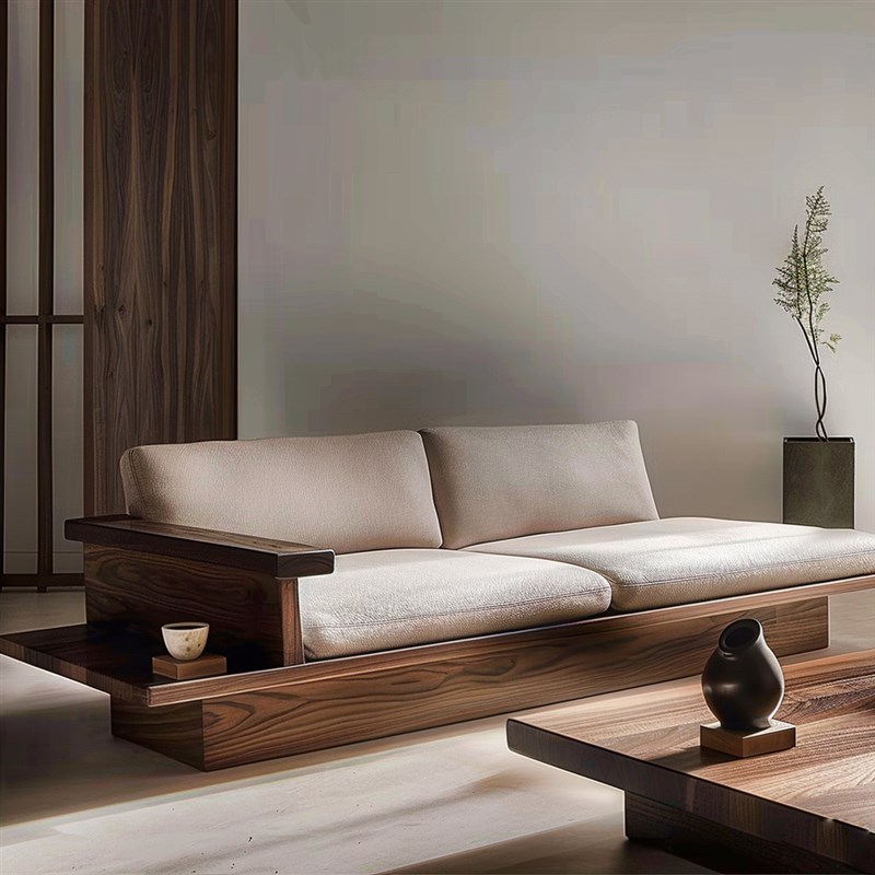 新中式高端黑胡桃白蜡木沙发轻奢家具酒店民宿办公室别墅沙发定制