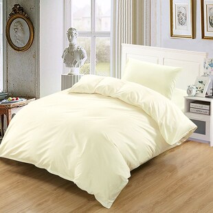 全棉四件套纯色简约风纯棉床笠床单款三件套斜纹40支13372