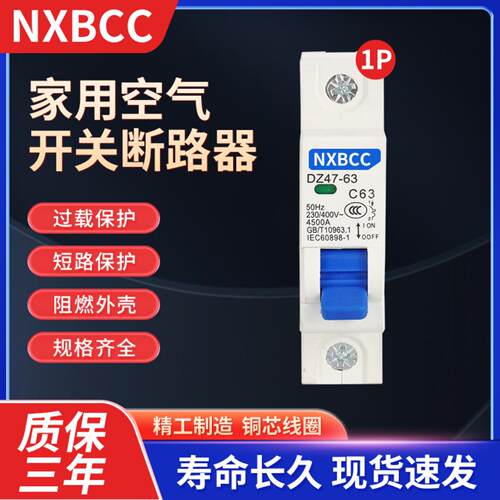 家用空气开关DZ471P63A单P短路