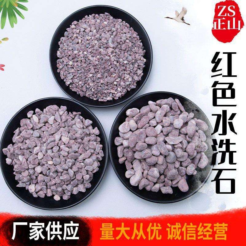 红色水洗石 园林装饰多肉花盆铺面洗米石日式水磨小石子碎石头