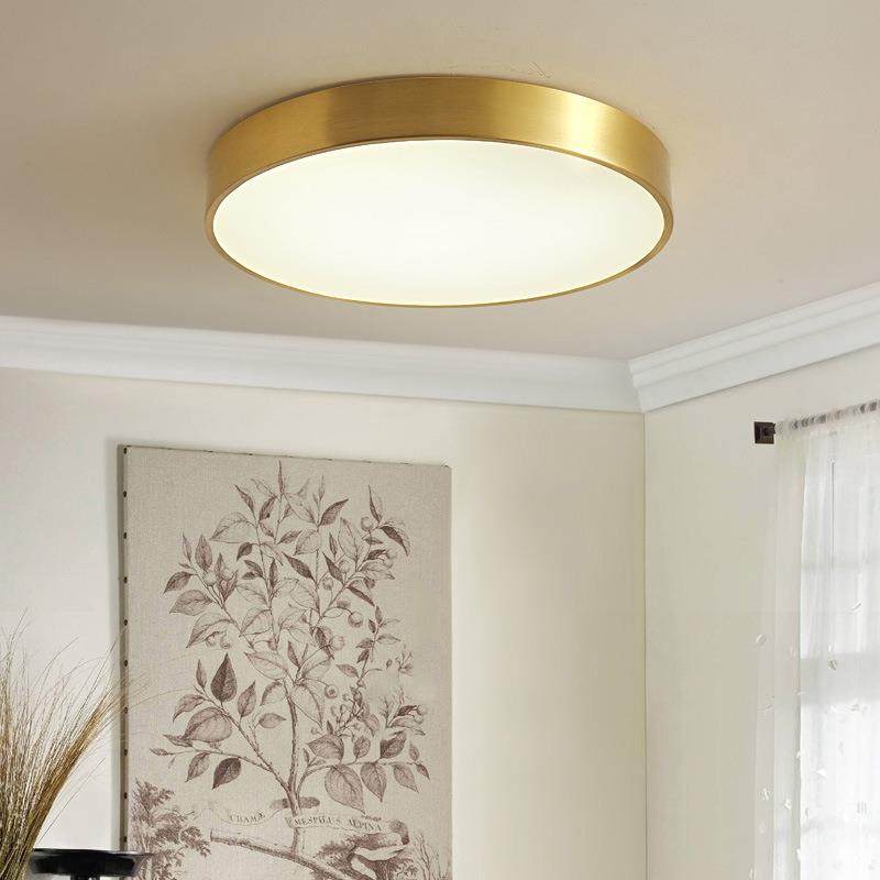 LED三色全铜超薄吸顶灯简约美式欧式过道阳台厨卫玄关阳台铜顶灯