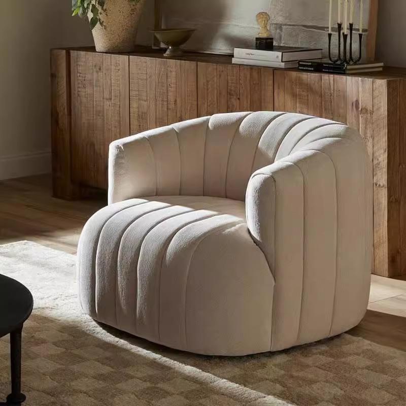 意式极简单人沙发椅简约北欧轻奢设计师时尚懒人椅布艺旋转休闲椅