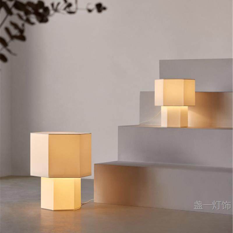 简约布艺六边形时尚个性装饰台灯客厅卧室书房别墅名宿展厅灯