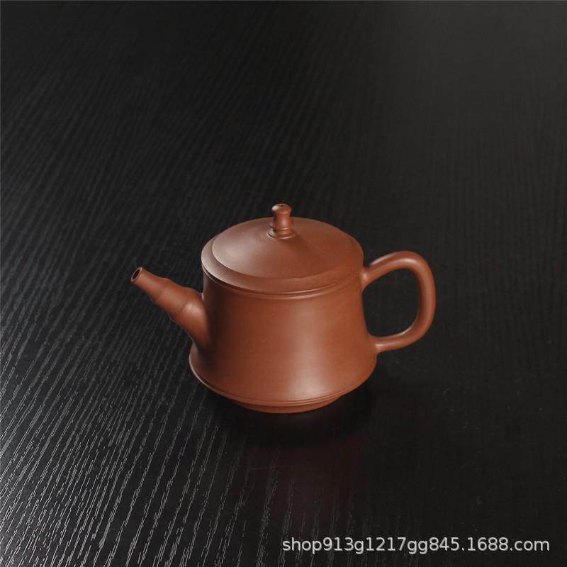 潮州朱泥壶纯全手工蔡玉添手拉壶竹节壶家用功夫紫砂泡茶壶可养